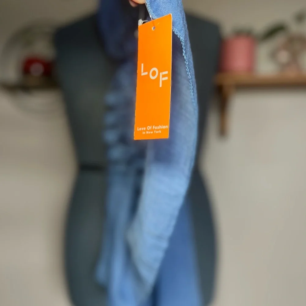 LOF Blue Floral Lace Lightweight Scarf